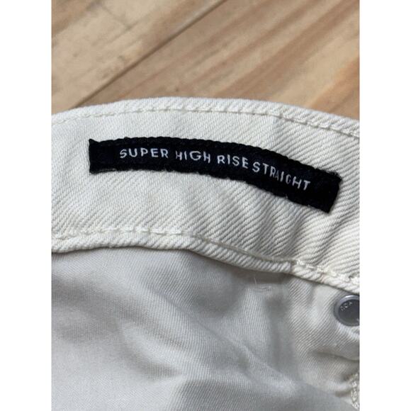 Free Assembly Women’s Denim Jeans Super High Rise Straight Size 4 Raw Hem - Picture 6 of 11